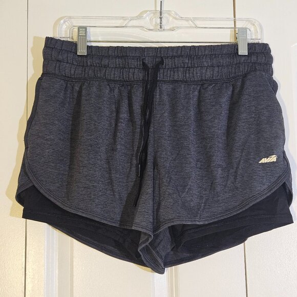 Avia Women's Shorts Size L Gray/Black with Compression Under Shorts Running - Picture 1 of 4